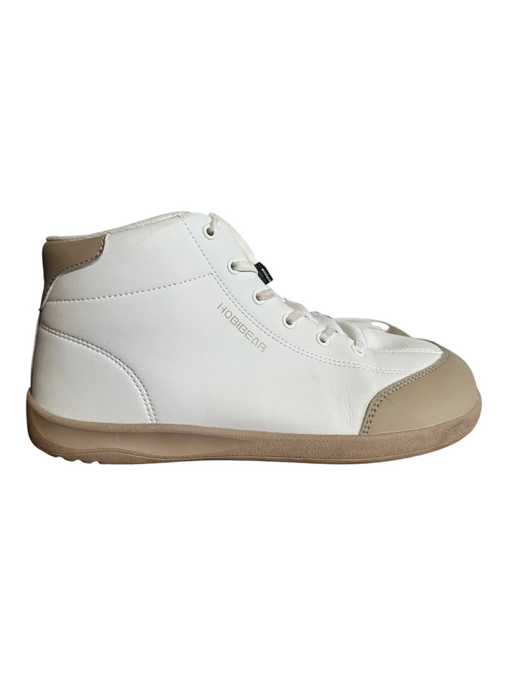 Hobibear Unisex Mid-Top Sneakers in White Tan Size EU 41 UWomen 9.5  Men 8.5